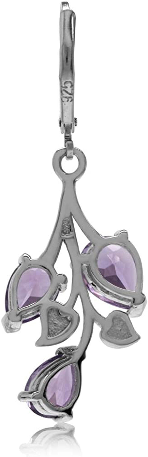Pear Shape Gemstones 925 Sterling Silver Leaf Leverback Drop Dangle Earrings Jew