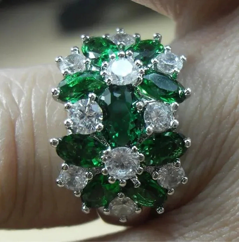 5-Color Natural 6.69CT White/Alexandrite/Sapphire/Ruby/Emerald Diamond 14K White