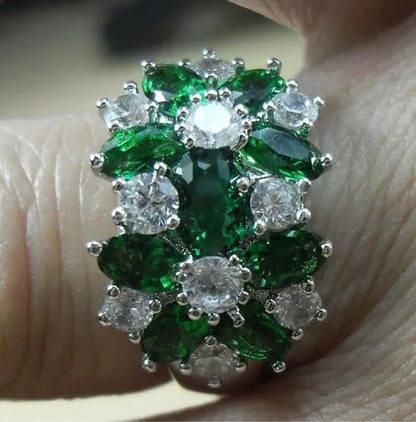 5-Color Natural 6.69CT White/Alexandrite/Sapphire/Ruby/Emerald Diamond 14K White