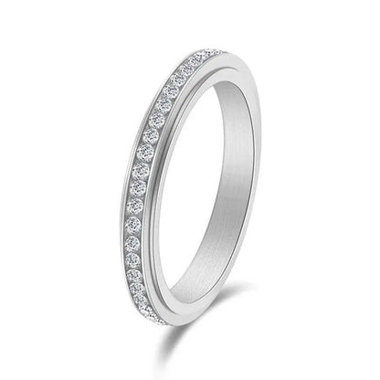 4Mm Wide Titanium Steel Exquisitely Inlaid Single Drainage Diamond for Men and W