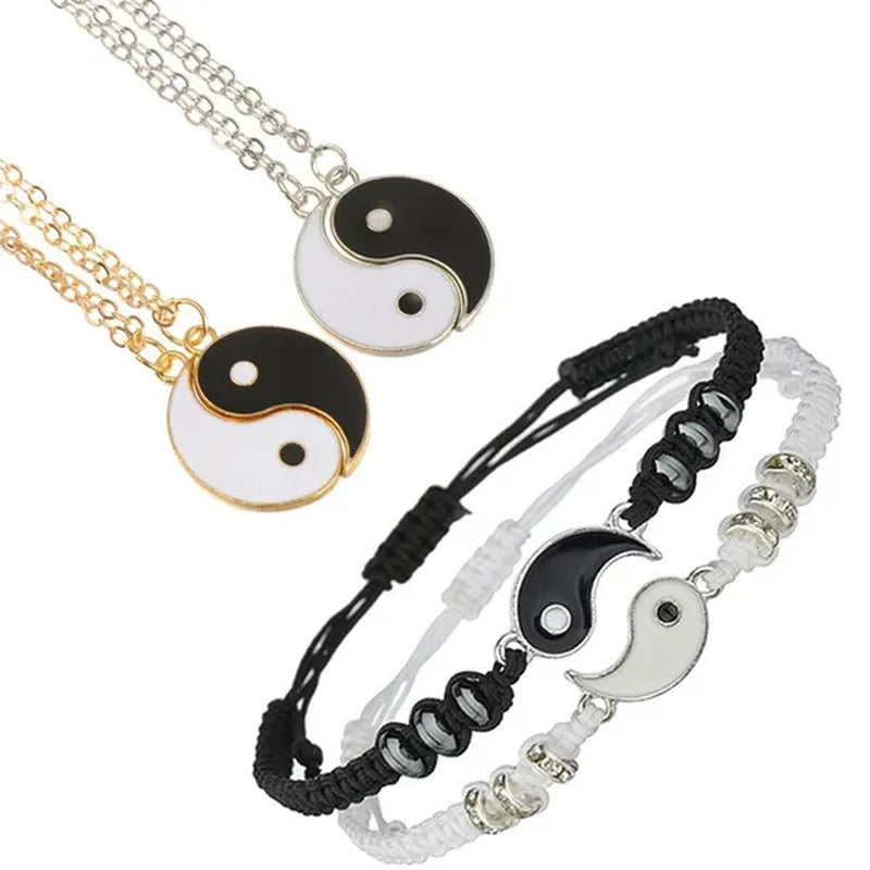 2022 New Best Friend Bracelet 2 Matching Yin Yang Adjustable Rope Bracelet Neckl