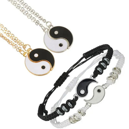 2022 New Best Friend Bracelet 2 Matching Yin Yang Adjustable Rope Bracelet Neckl