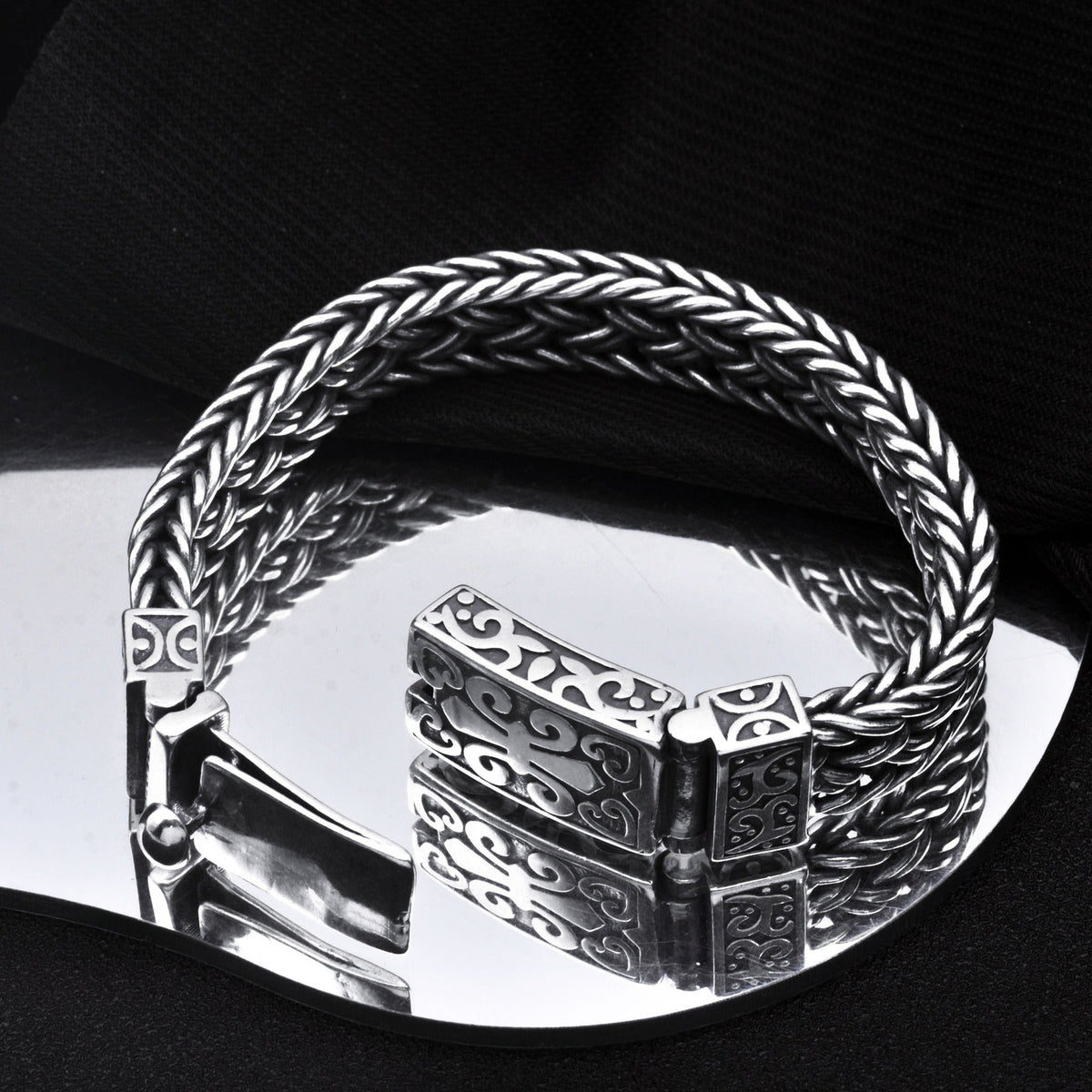 Antique Wide Braided Bracelet Men'S Thick Tide Brand Generous Ring Buckle