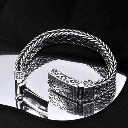 Antique Wide Braided Bracelet Men'S Thick Tide Brand Generous Ring Buckle