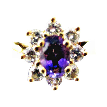 AMETHYST EIGHT DIAMOND RING TOP SET AMETHYST DIAMOND BAND AMETHYST RING DIAMOND