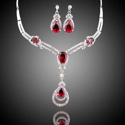 HOT Sale RED Garnet Ruby Topaz 18K Yellow/White Gold Plated Crystal Water Drop N