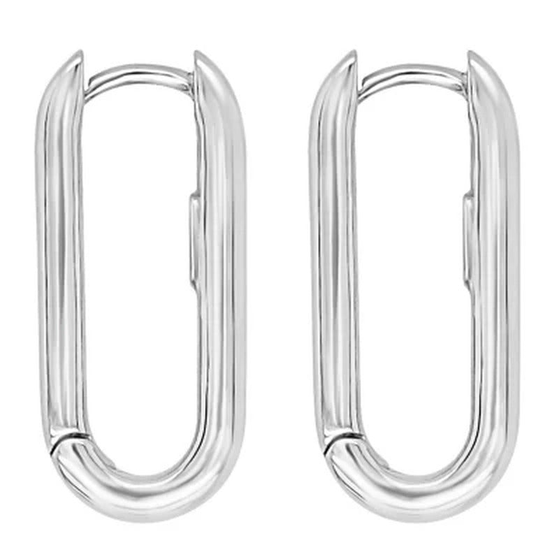 Italian Sterling High Polish Paperclip Hoop Ears