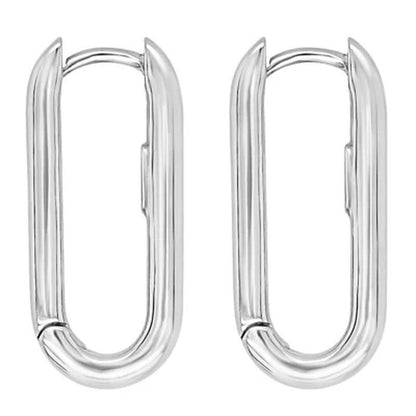 Italian Sterling High Polish Paperclip Hoop Ears