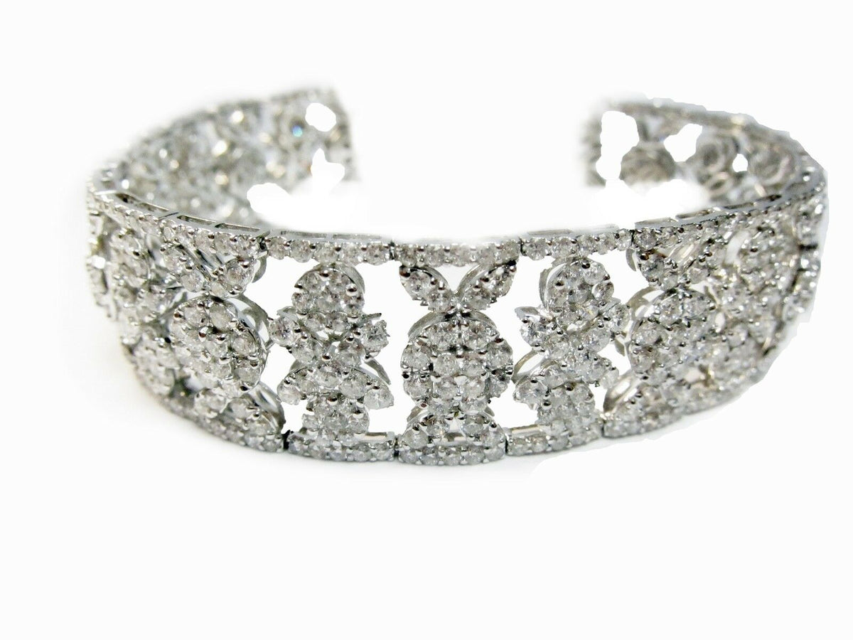 DIAMOND FLUERETTE ROUND BRILLIANT SHAPE CLUSTER DIAMOND TENNIS BRACELET