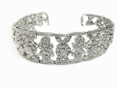 DIAMOND FLUERETTE ROUND BRILLIANT SHAPE CLUSTER DIAMOND TENNIS BRACELET