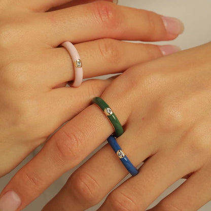 3PCS Colorful Stacking Rings for Women Cute Y2K Ring Set 14K Gold Plated Cubic Z