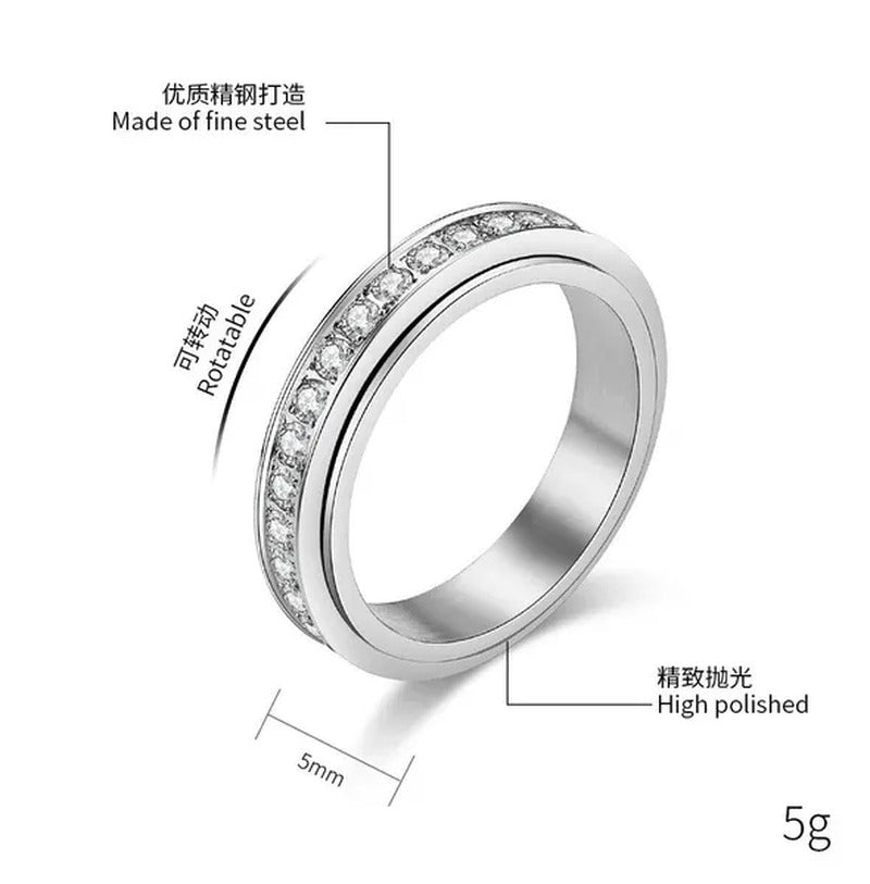 4Mm Wide Titanium Steel Exquisitely Inlaid Single Drainage Diamond for Men and W