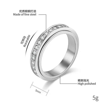 4Mm Wide Titanium Steel Exquisitely Inlaid Single Drainage Diamond for Men and W