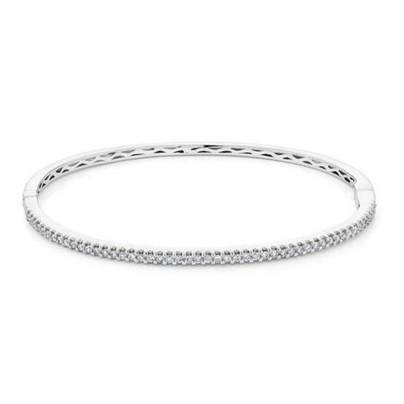 27055 2.50 CT Ladies round Cut Diamonds Bangle, 14K White Gold