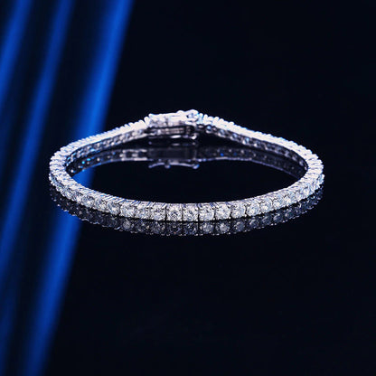 100% 925 Sterling Silver 3/4Mm Real Moissanite Gemstone Bangle Charm Wedding