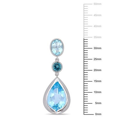 Sky-Blue Topaz and London-Blue Topaz Teardrop Earrings in Sterling Silver