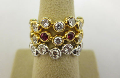 RUBY AND DIAMOND TWO YELLOW GOLD ONE WHITE GOLD ROUND