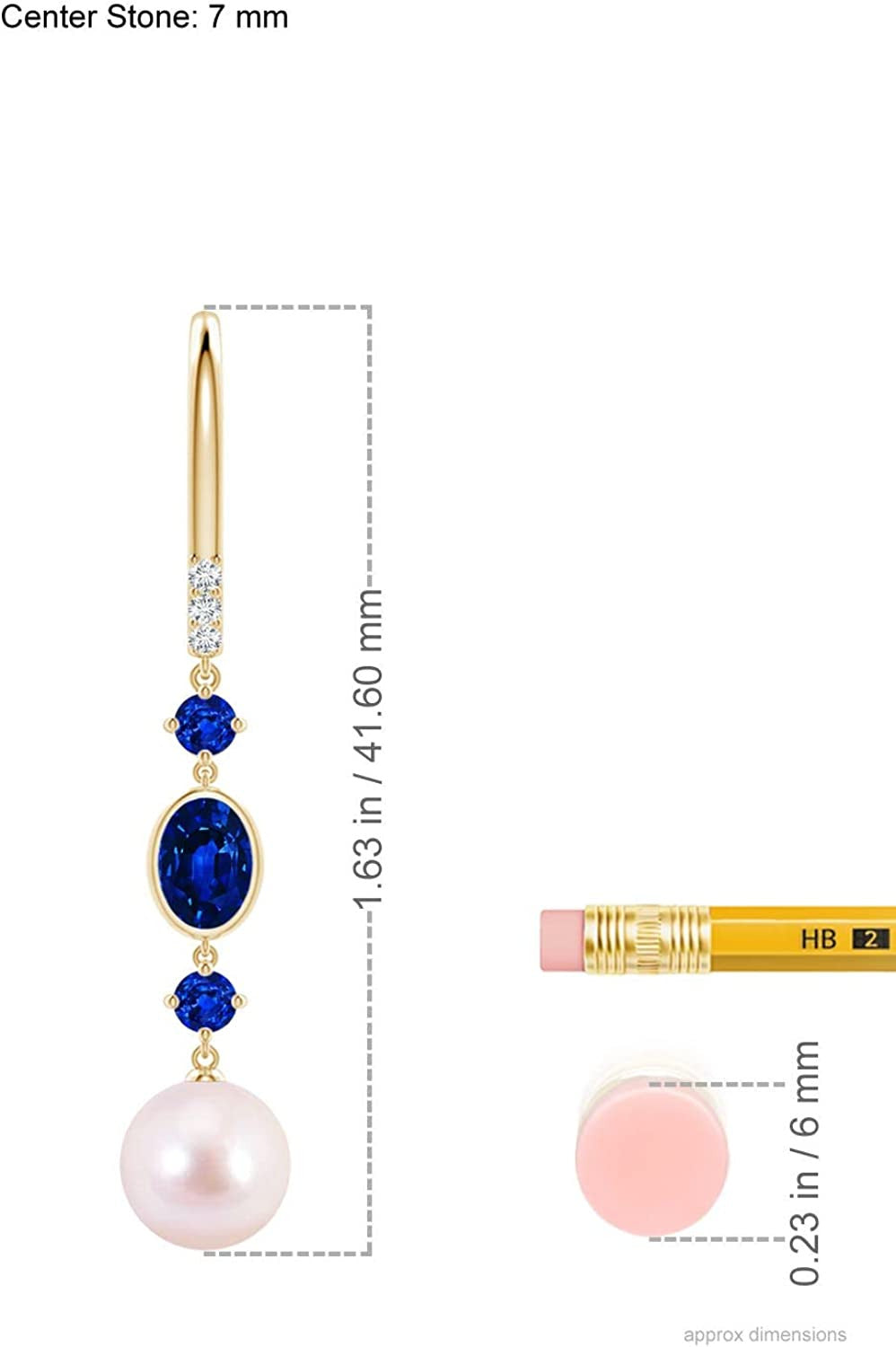 Natural Akoya Cultured Pearl Dangle Earrings for Women Girls in 14K Solid Gold |