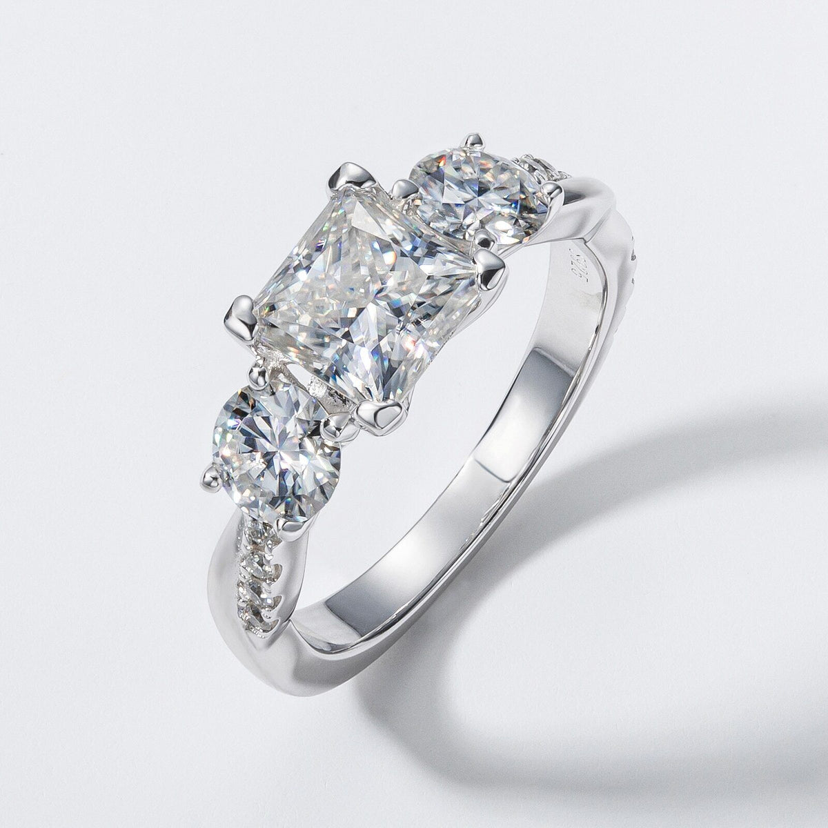 Anujewel 1.5Ct Princess Cut Center Moissanite Bridal Rings Set 925 Sterling
