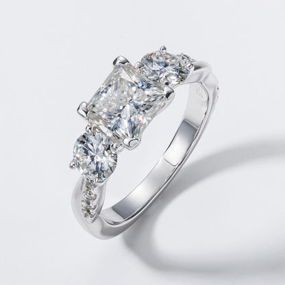 Anujewel 1.5Ct Princess Cut Center Moissanite Bridal Rings Set 925 Sterling