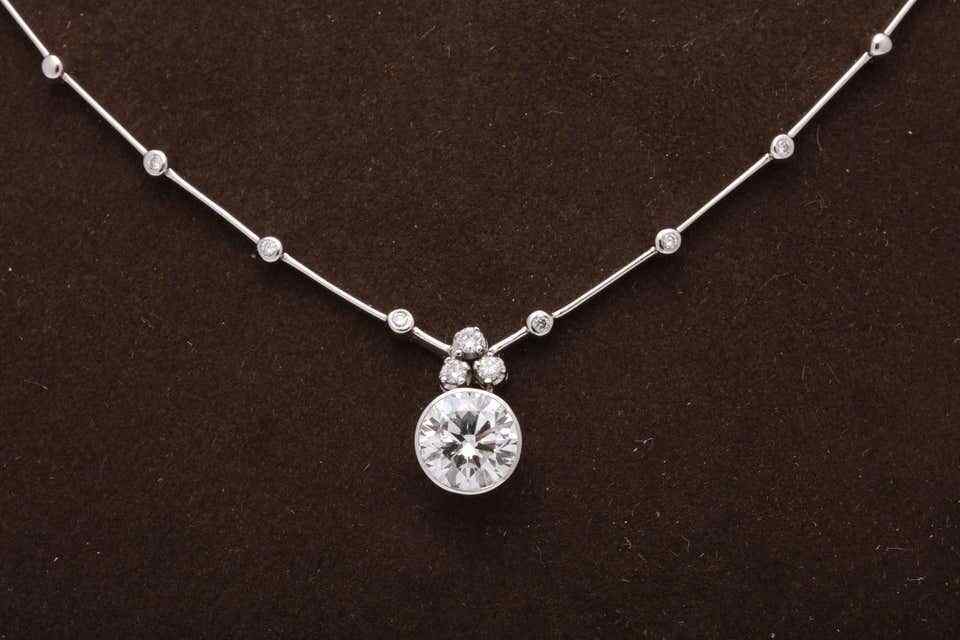Round Diamond Solitaire Necklace GIA Certified