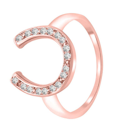 0.25 Ct. Diamond Horse Shoe Ring in 10K Solid Rose, White & Yellow Gold