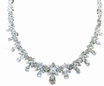 GIA CERTIFIED PEAR H SI2 CENTER SET DIAMOND ROUND PEAR MARQUISE DIAMOND NECKLACE