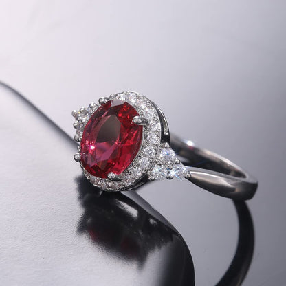 S925 Sterling Silver Classic Crystal Gem Engagement Ring with Sparkling CZ Diamo
