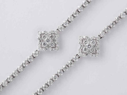 Long Diamond Tennis Necklace with Diamond Motifs