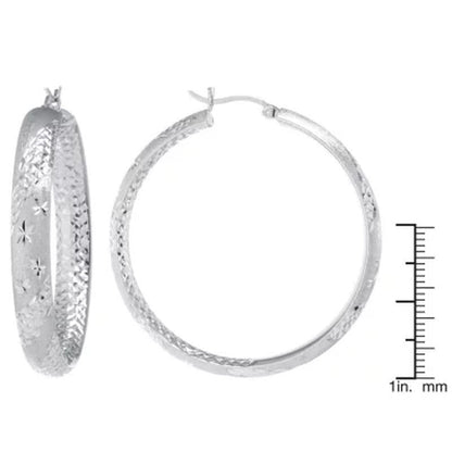 Sterling 20Mm and 45Mm Star Pattern Hoop Set