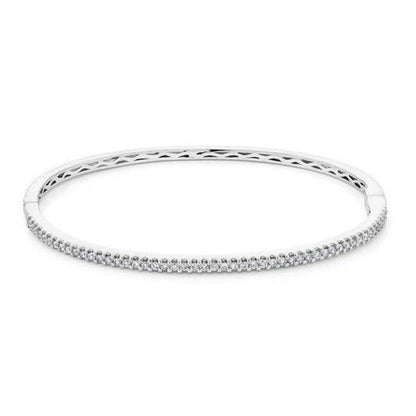 27055 2.50 CT Ladies round Cut Diamonds Bangle, 14K White Gold