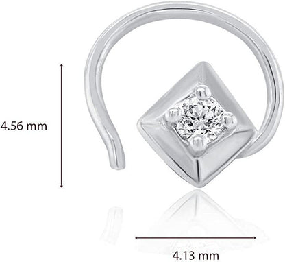 0.02 Ct round Natural Diamond 925 Sterling Silver Solitaire Stud Nose Pin