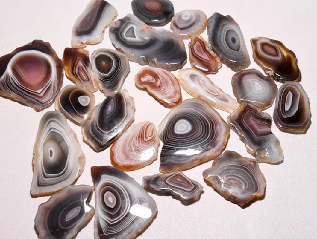 10 Piece Natural Botswana Agate Slice Gemstone Lot, Botswana Agate Cabochon Slic