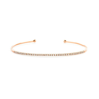 14K Rose Gold 0.28 Carat T.W. Classic round Natural Diamond Bangle Cuff Bracelet