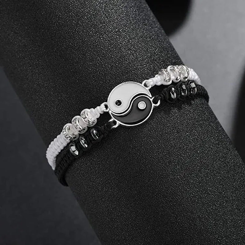 2022 New Best Friend Bracelet 2 Matching Yin Yang Adjustable Rope Bracelet Neckl