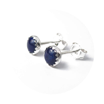 Blue Lapis Lazuli Earrings, Blue Stud Gemstone 5Mm Post Earrings