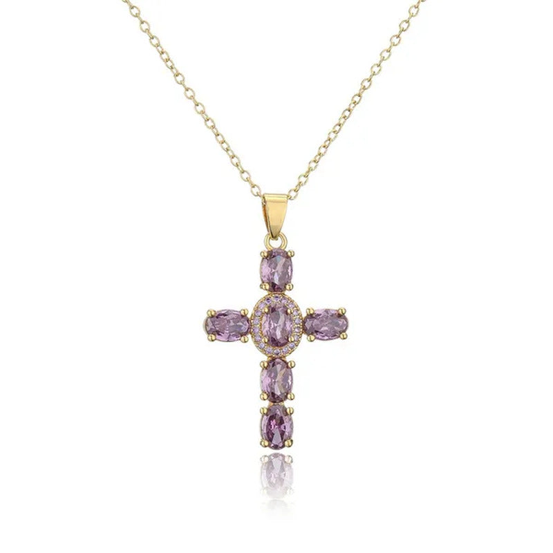 Fashion Jewelry Luxurious Temperament Gold-Plated Sapphire Emerald Ruby Topaz Am