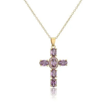 Fashion Jewelry Luxurious Temperament Gold-Plated Sapphire Emerald Ruby Topaz Am