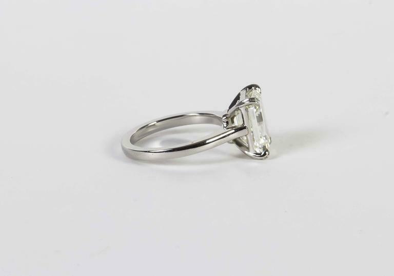 Elegant 4.26 Carat GIA Cert Emerald Cut Diamond Solitaire Engagement Ring