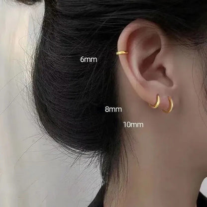 1 Pair Women/Men Stainless Steel Gold Silver Color Small Hoops Earring Piercing