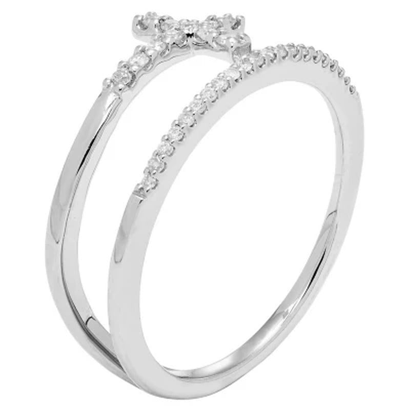 0.16 CT. T.W. Diamond Cross Ring in Sterling Silver