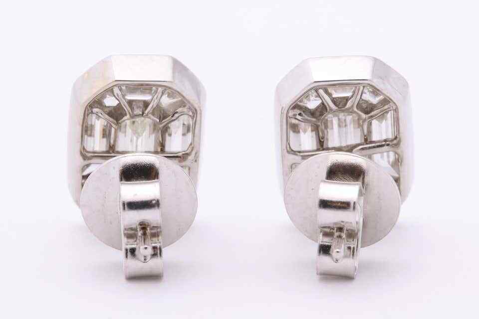 Emerald Cut Diamond Studs Illusion Set