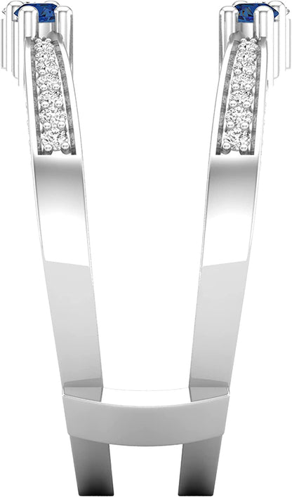 round Gemstone and White Diamond Enhancer Double Wrap Guard Anniversary Band Rin