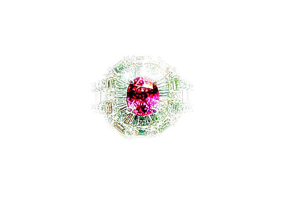 1.82 CT PINK SAPPHIRE OVAL SHAPE 1.66 CT ROUND BRILLIANT