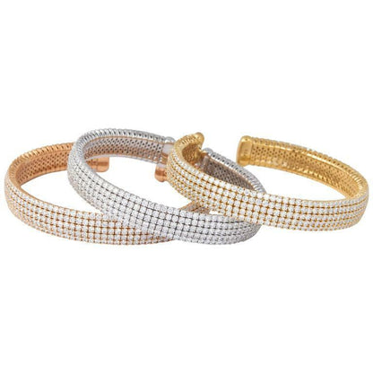 18k rose yellow and white gold bangle trio clarity round brilliant diamond 34 ct