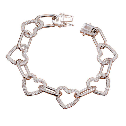 Chain Full of Diamond Love Bracelet Women Sterling Silver
