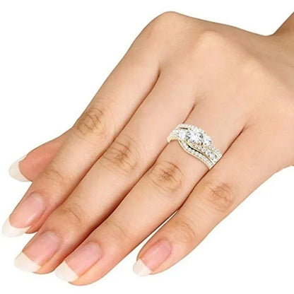 6 Styles Exquisite Women Ladies 18K Gold Natural White Sapphire Diamond Ring Set