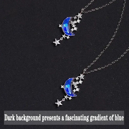 Exquisite Starry Sky Moon Moonstone Necklace Elegant Ladies Birthstone Pendant N