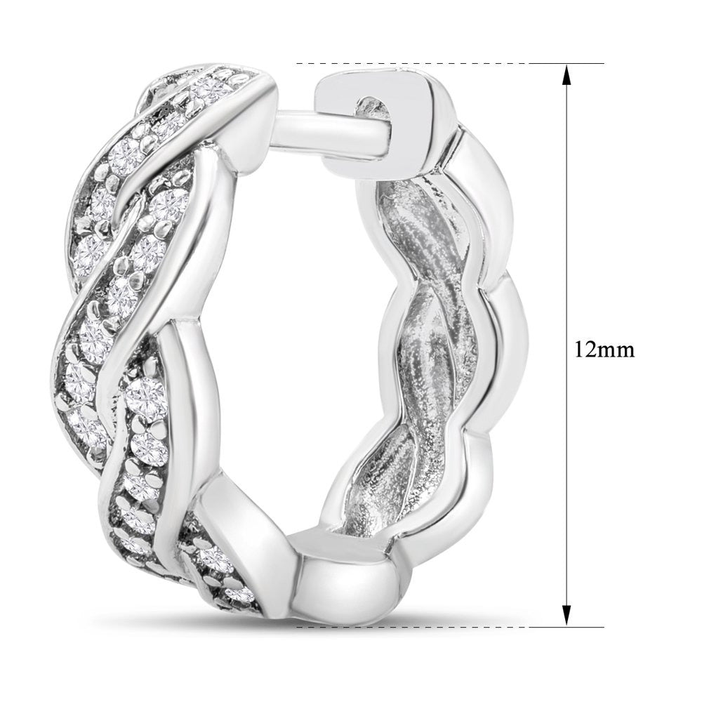 1/4 Carat Diamond Swirl Hoop Earrings, 1/2 Inch, Hidden Snap Backs for Women