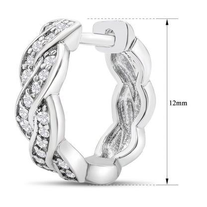 1/4 Carat Diamond Swirl Hoop Earrings, 1/2 Inch, Hidden Snap Backs for Women